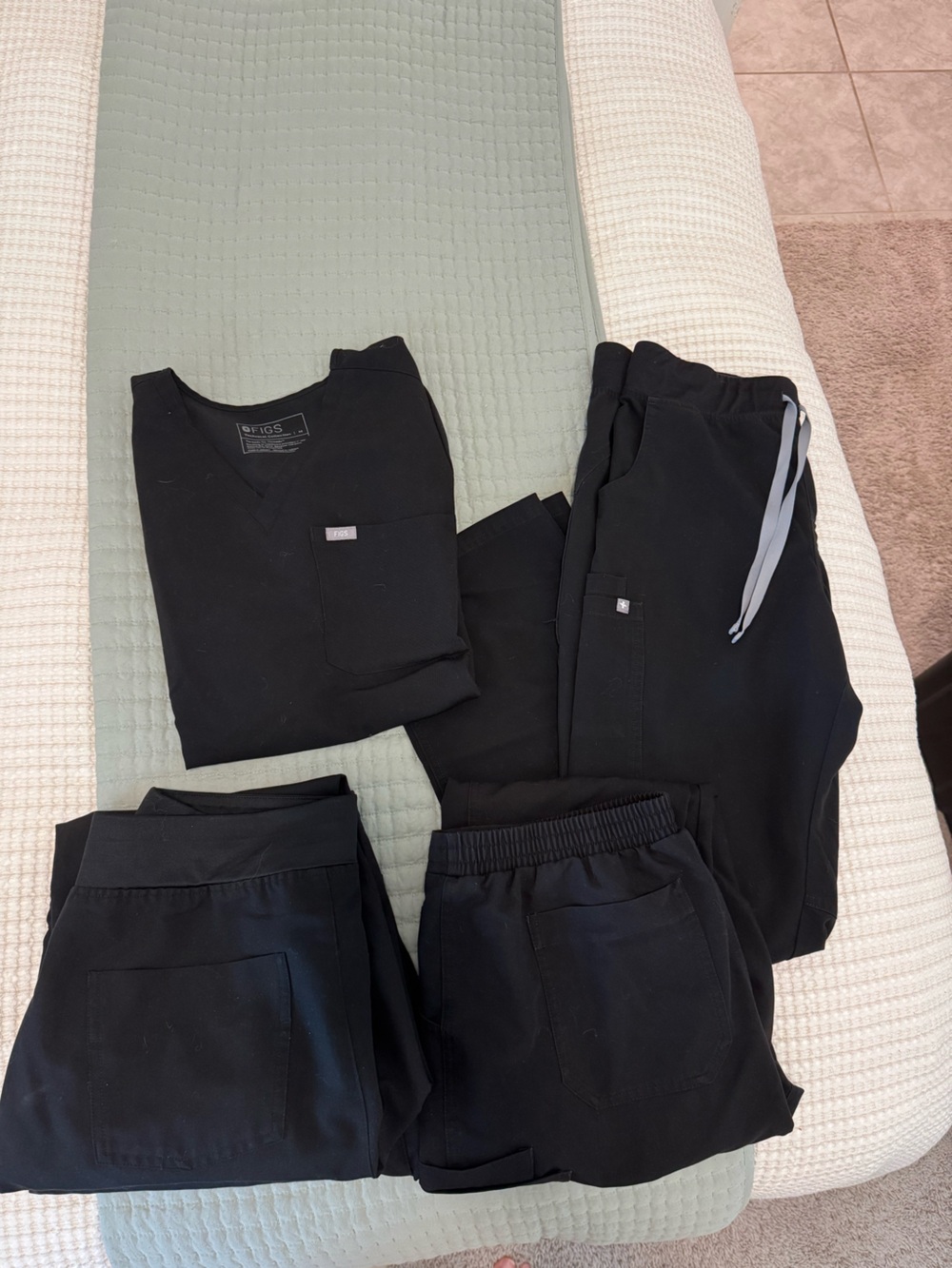 Figs Black Scrub Set - Top and Pants